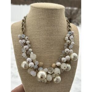 Cookie Lee Necklace Womens Multicolor Crystal Bead Cluster Statement Gold Tone